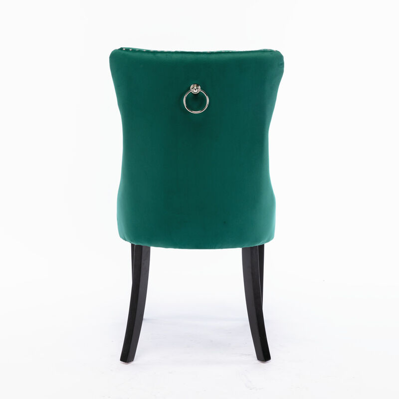 Streamdale Contemporary Green Velvet Dining Chair Set image number 7