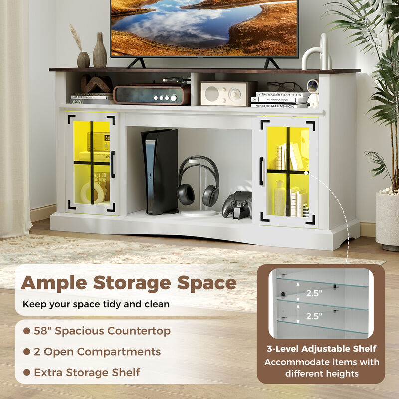 Modern TV Stand with Built-In LED Lighting and Remote Control image number 8