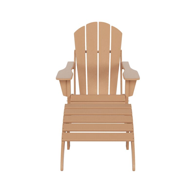 WestinTrends Folding Adirondack Chair With Footrest Ottoman Set