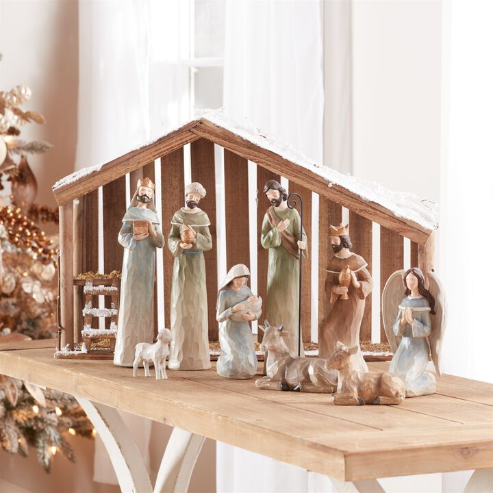 9-Piece Modern Nativity Figurine Set – Holiday Christmas Nativity Scene for Home Decor or Religious Display
