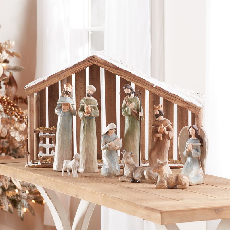 9-Piece Modern Nativity Figurine Set – Holiday Christmas Nativity Scene for Home Decor or Religious Display