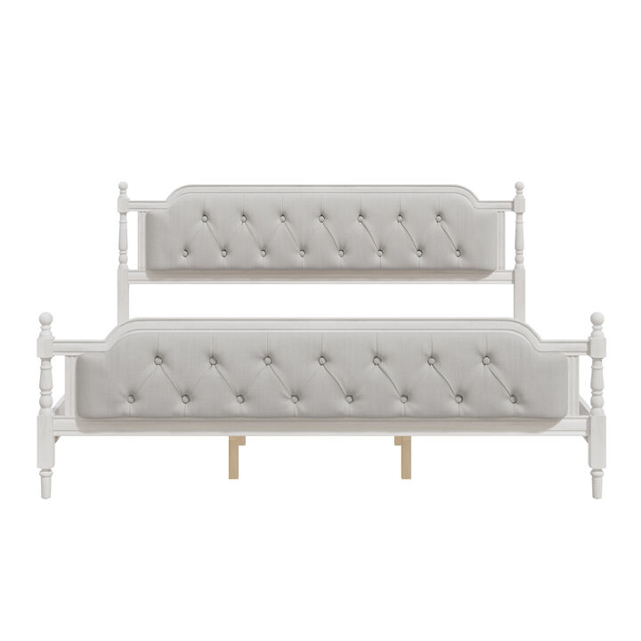 Merax Traditional Style Platform Bed Frame with Tufted Headboard