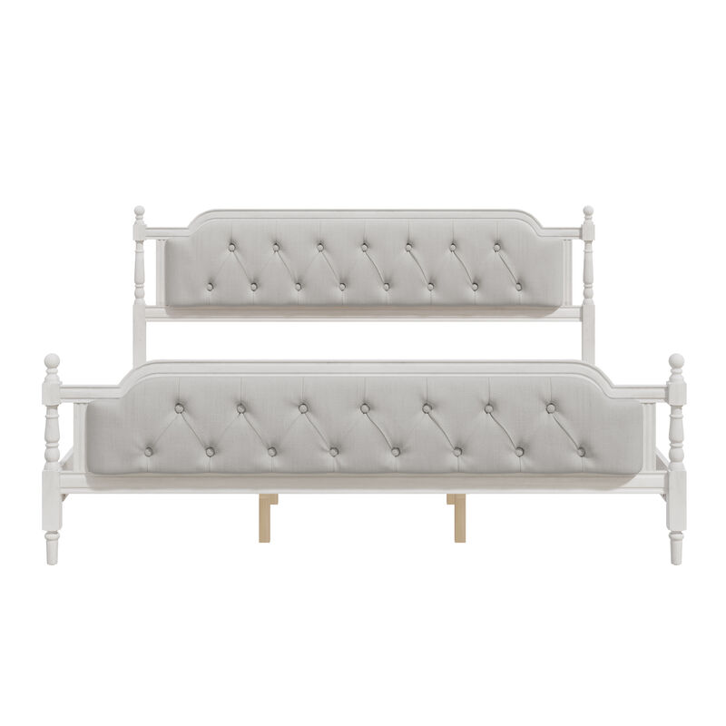 Merax Traditional Style Platform Bed Frame with Tufted Headboard