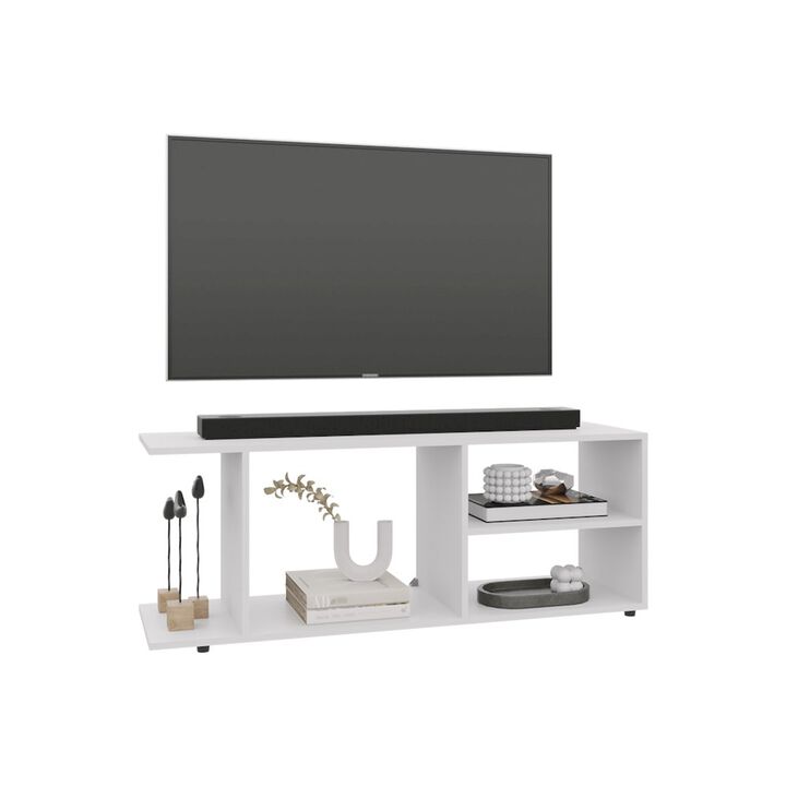 Sudley Entertainment Center with 4 Shelves and 4 Legs, White