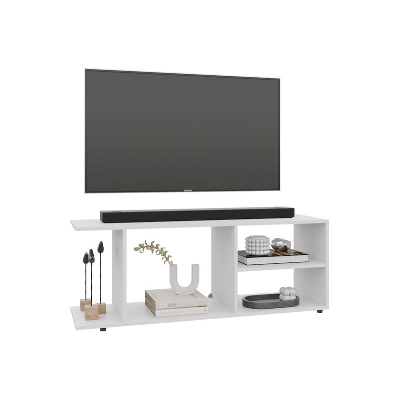 Sudley Entertainment Center with 4 Shelves and 4 Legs, White