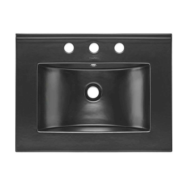 24" Ceramic Vanity Top with 8" Widespread Faucet Holes in Matte Black image number 1