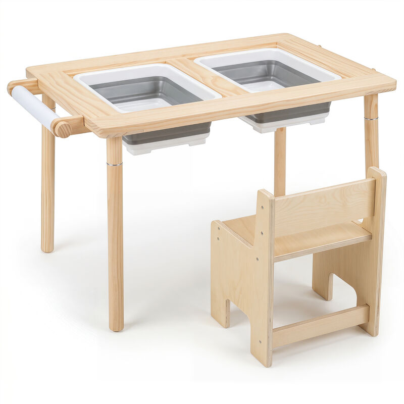 Kids Sensory Table Set Adjustable Height with 2 Storage Bins image number 0