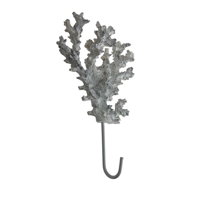 Decorative Coral Wall Hook White Silver 725 In Resin Metal Key Hook