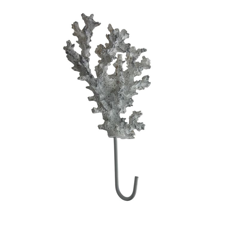 Decorative Coral Wall Hook White Silver 725 In Resin Metal Key Hook image number 1