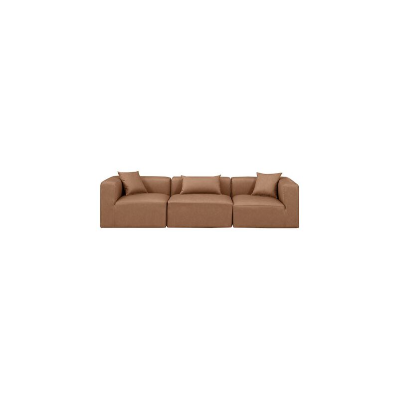 Meridian Furniture Cube Brown Vegan Leather Modular Sofa