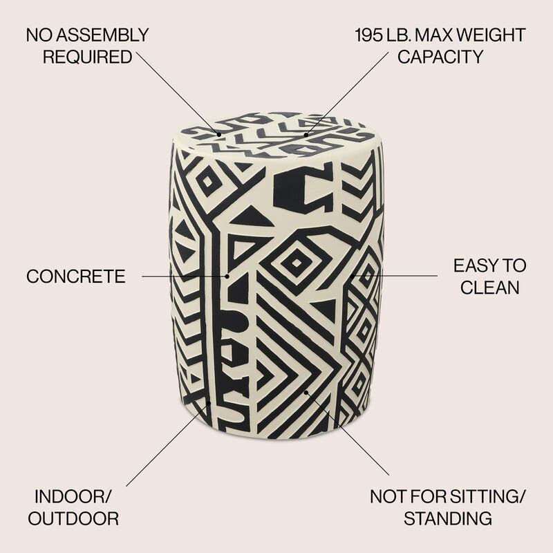 Rafi MidCentury Modern Geometric Drum Garden Stool