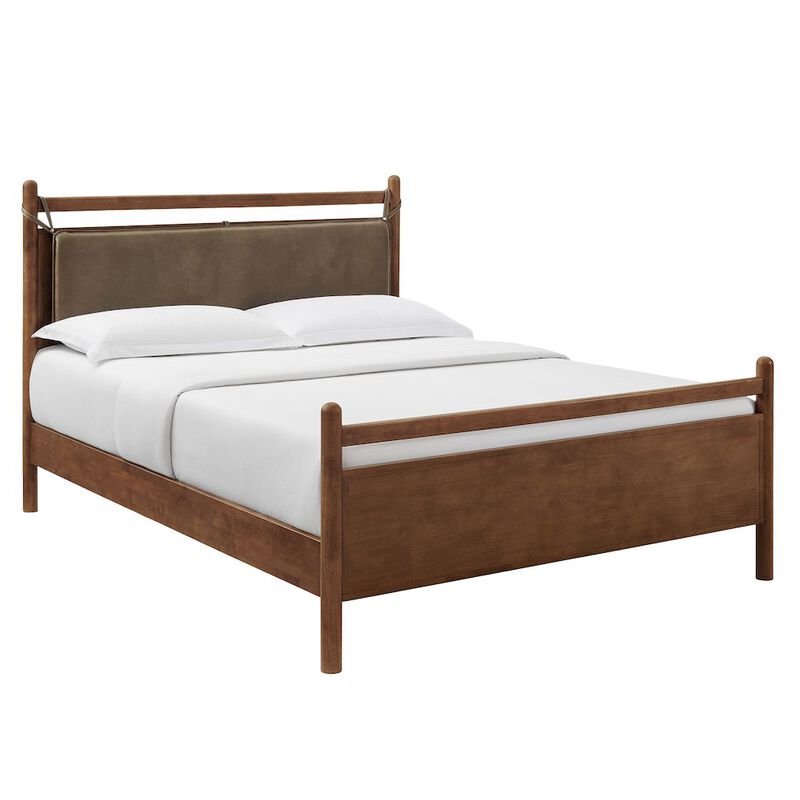 Leni Queen Size Vegan Leather and Wood Platform Bed Frame image number 0