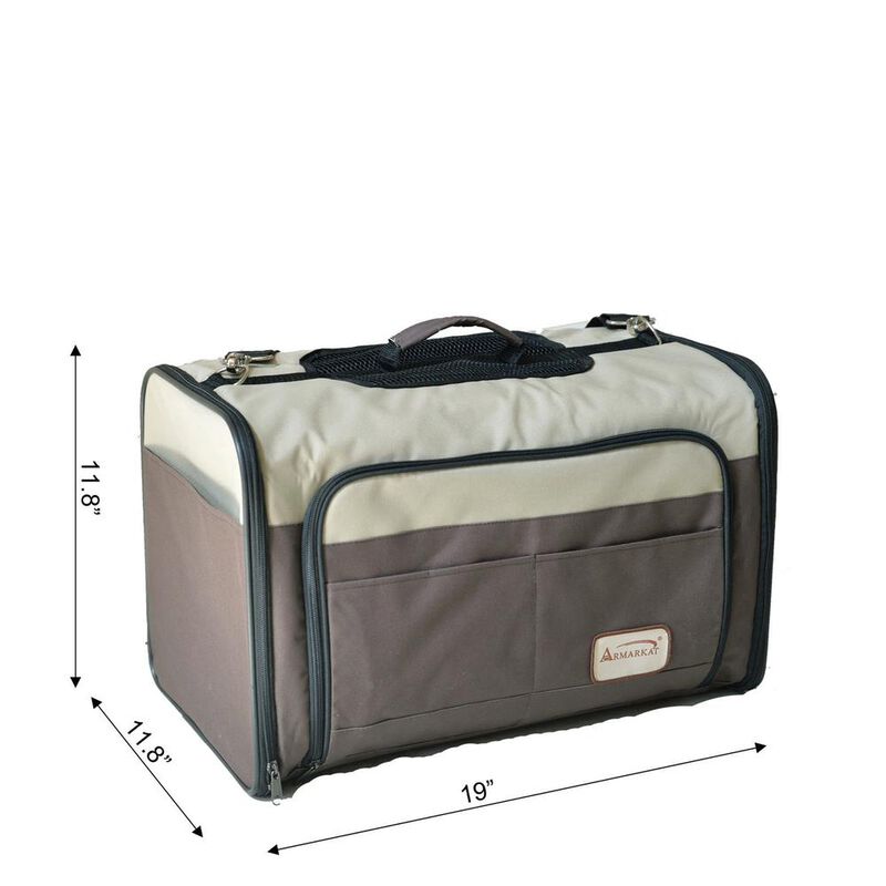 Armarkat Pet Carrier, Beige & Chocolate
