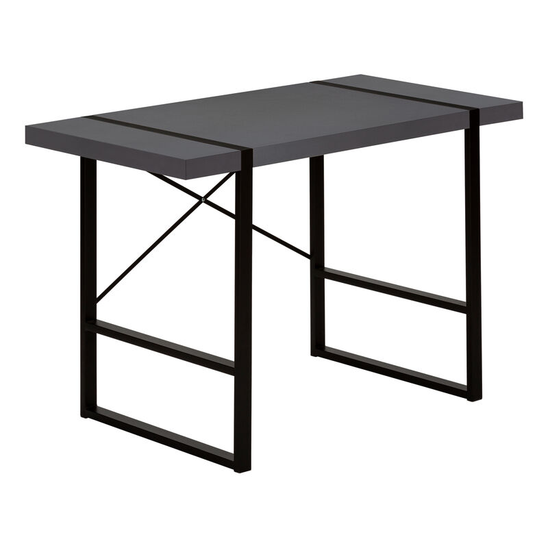 Monarch Specialties I 7660 Computer Desk, Home Office, Laptop, 48"L, Work, Metal, Laminate, Grey, Black, Contemporary, Modern