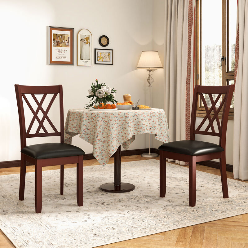 Set of 2 Dining Chair with Backrest and Padded Seat image number 2