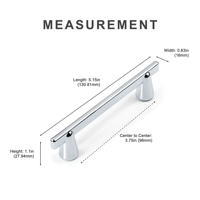 Hestia Hardware 10 Pack 3.75 Inch Cone Shape Modern Cabinet Bar Pull image number 2