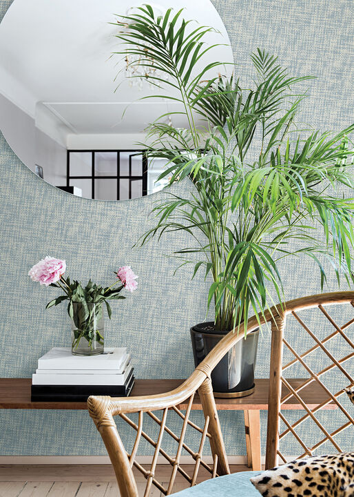 Arlyn Light Blue Grasscloth Wallpaper