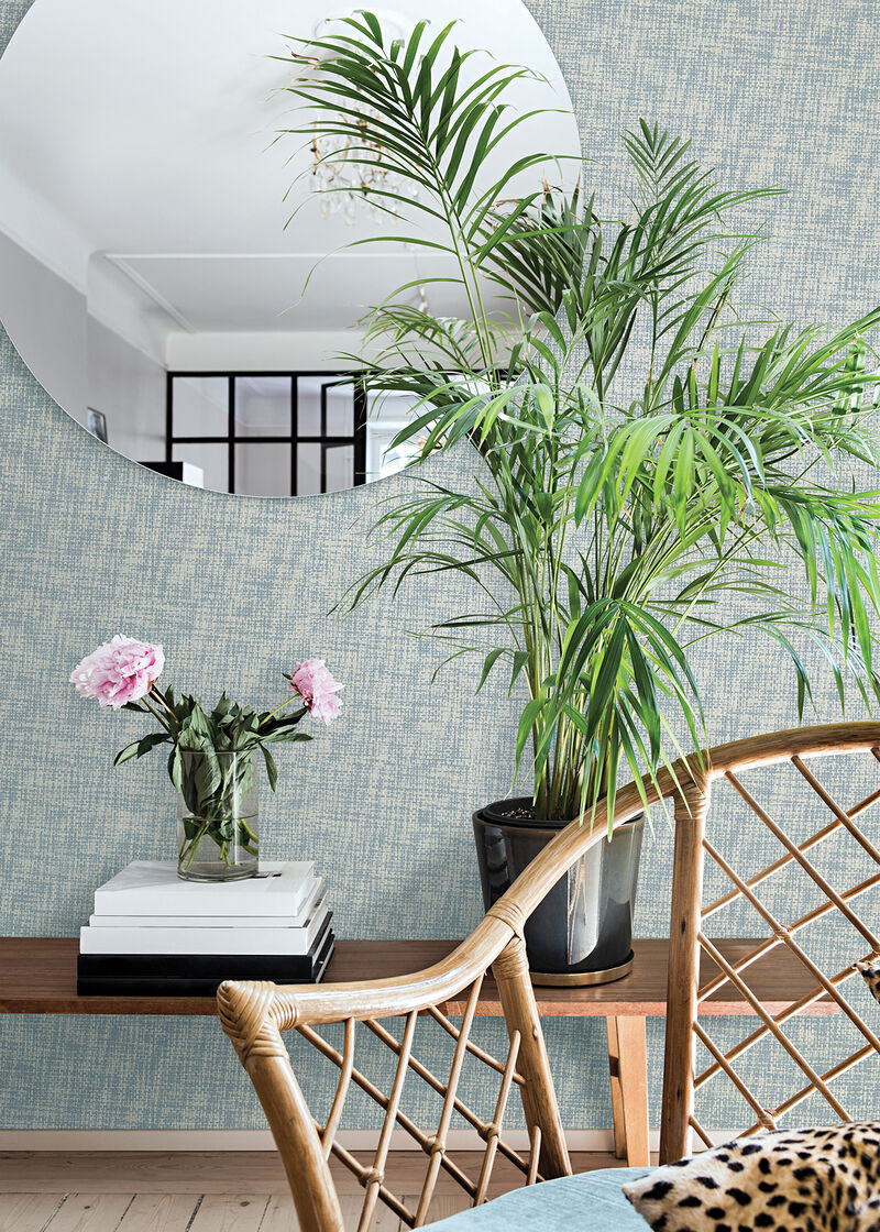 Arlyn Light Blue Grasscloth Wallpaper image number 1