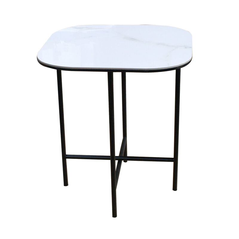 HomeRoots 22" White And Black Ceramic And Metal Square End Table image number 5