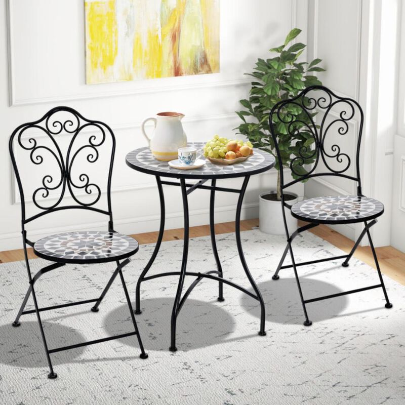 Hivvago Set of 2 Patio Mosaic Chairs Metal Folding Chairs