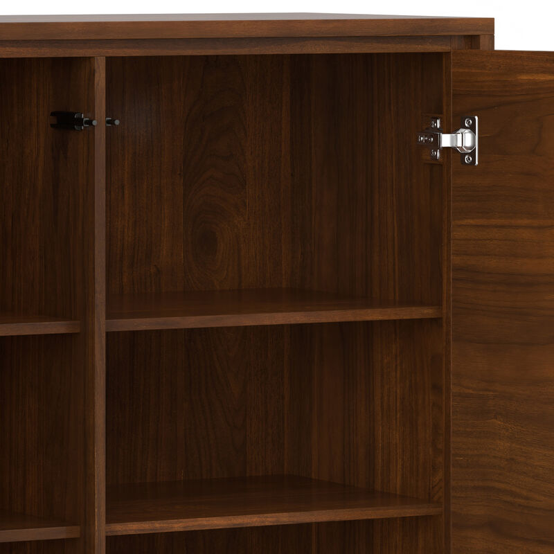 Lowry SOLID WOOD and Metal 39 inch Wide Modern Industrial Medium Storage Cabinet in Walnut Veneer