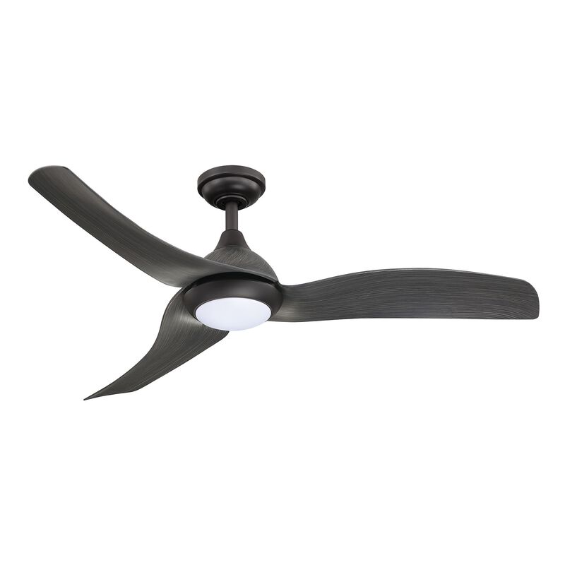 52 in. Integrated LED Brushed Black Downrod Mount Ceiling Fan with Light and Remote