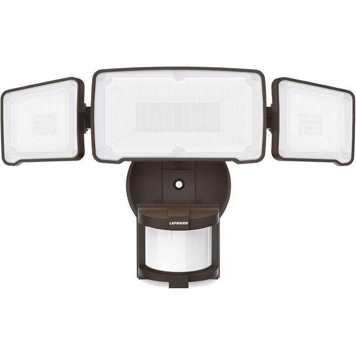 LEPOWER LED Security Light, Motion Sensor Outdoor Lights, 38W 4200LM | 72 FT Range, IP65 Waterproof, 180&deg; Motion Sensor, 5500K, 3 Head Flood Light