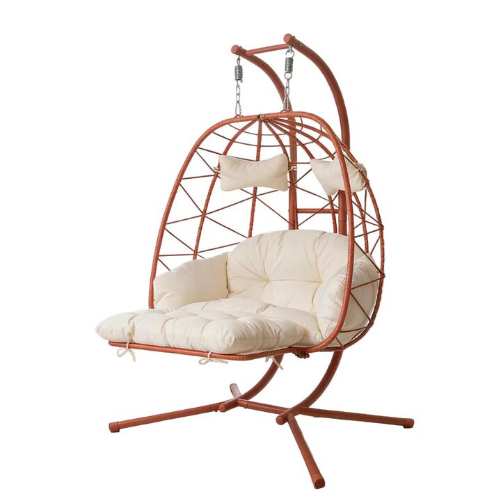 Hivvago Double Hanging Egg Chair with Stand & Cushions