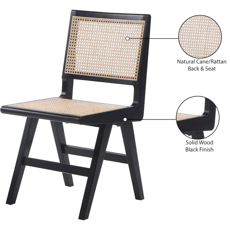 Meridian Furniture Preston Black Wood Dining Side Chair, Set of 2