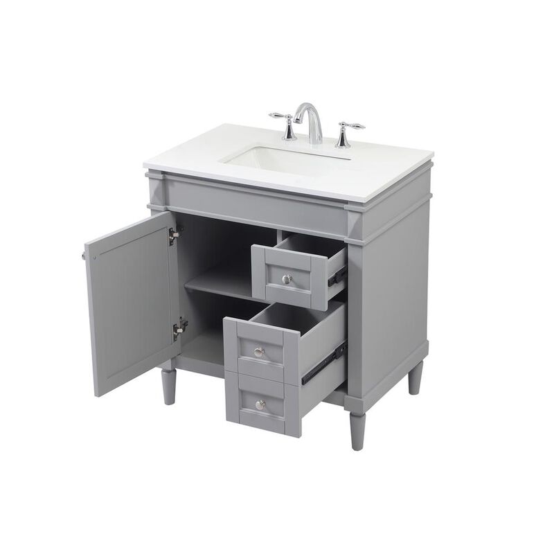 Elegant Kitchen and Bath 32 inch Single bathroom vanity in grey