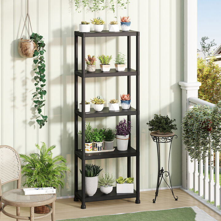 5-Tier Heavy-Duty Plastic Storage Shelves for Garage and Home Organization