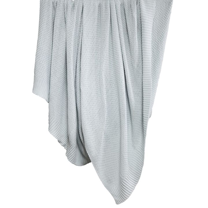 Cotton Knit Light Blue Full/Queen Blanket