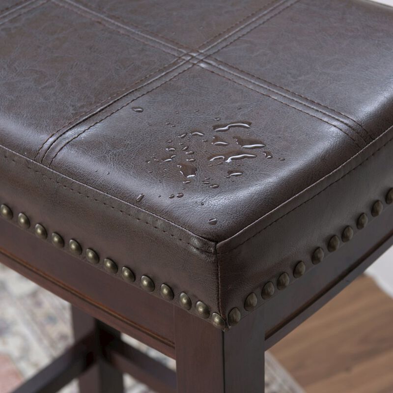 Linon Classic Bar Stool with Faux Leather Padded Seat image number 8