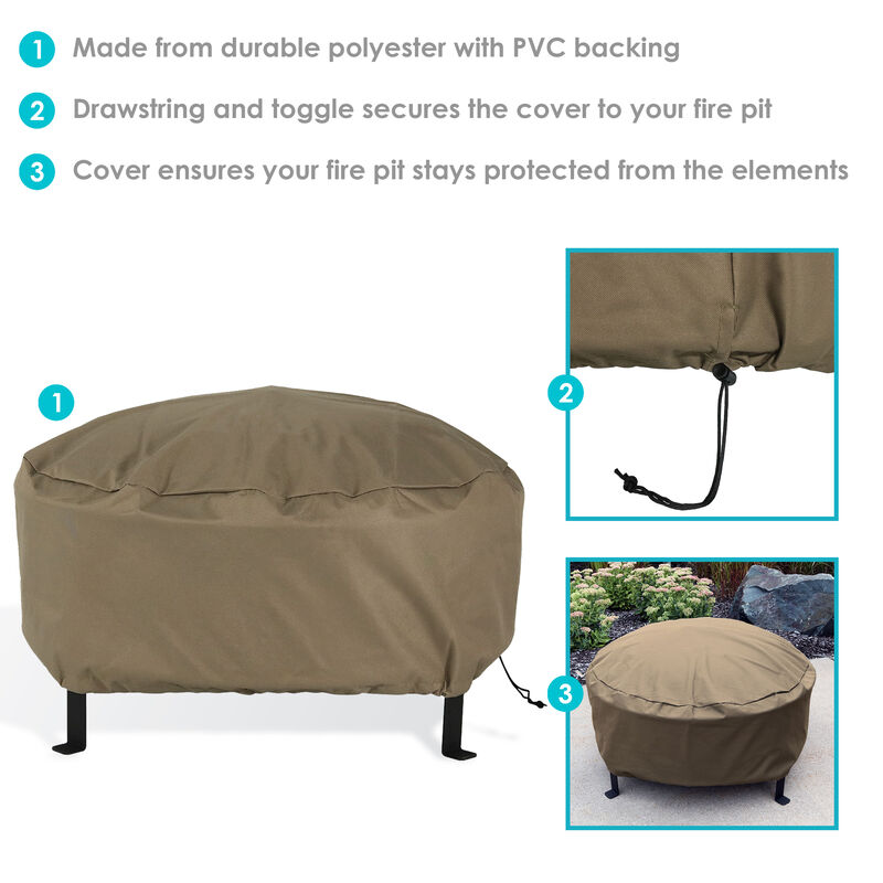 Sunnydaze Weather-Resistant PVC Round Fire Pit Cover