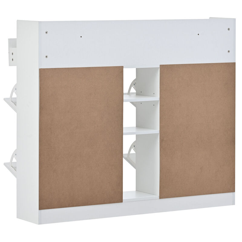 Merax Modern Shoe Cabinet with 4 Flip Drawers,Multifunctional 2-Tier Shoe Storage Organizer with Drawers