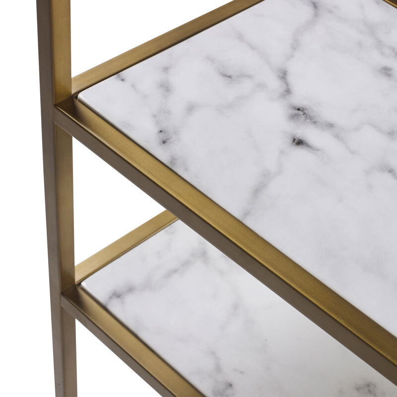 Marmo Modern Marble-Look 5-Tier Display Shelf, Marble/Brass image number 3