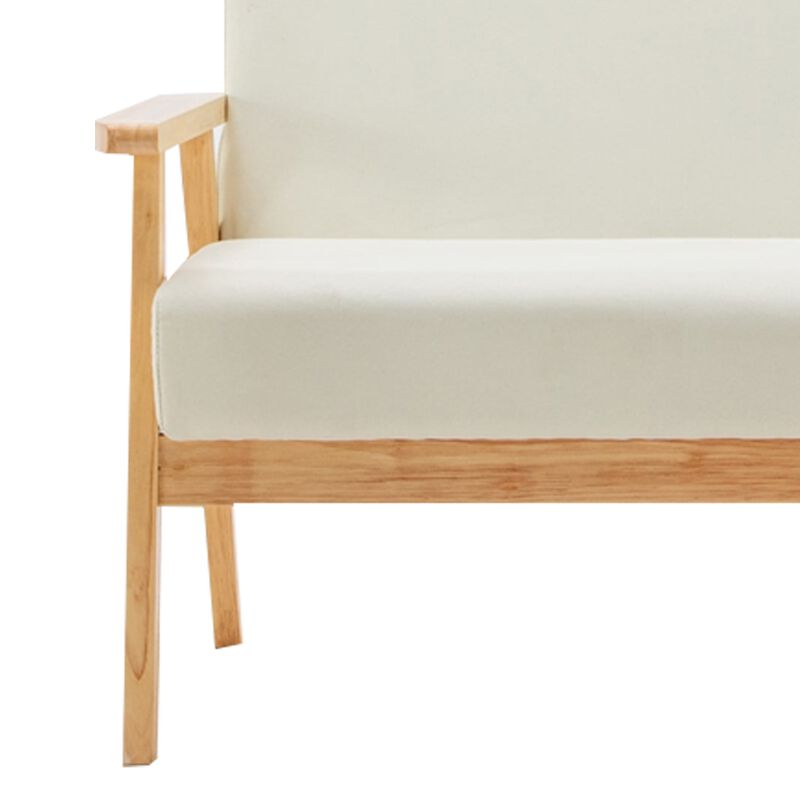 Gala 3 Piece Loveseat and Chair Set, Ivory Fabric, Espresso Wood Frame-Benzara