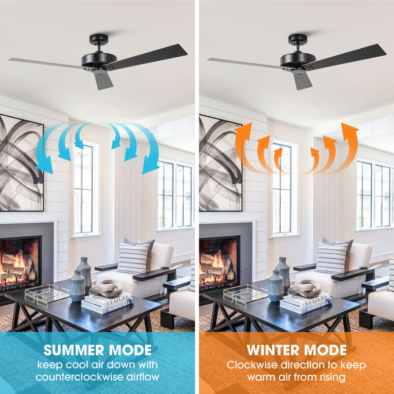 52 in. Barbeque Black Reversible Blades Ceiling Fan with Wall Control without Light