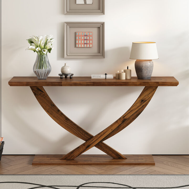 Merax Modern Rustic Console Table with Cross-Leg Design