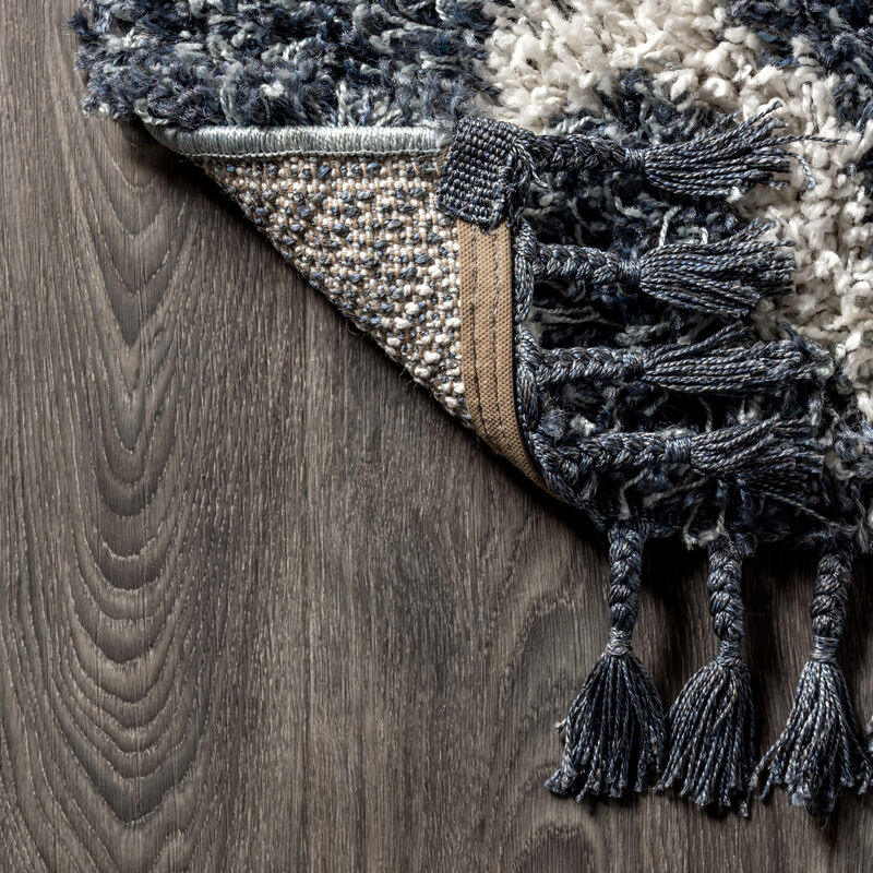 Gabrielle Mercer Shag Plush Tassel Moroccan Geometric Trellis Area Rug