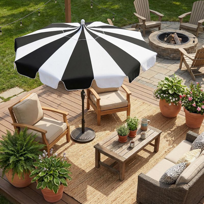 Mondawe 10 ft. Pagoda Patio Umbrella with Crank Lift & Tilt Adjustable in Black image number 3