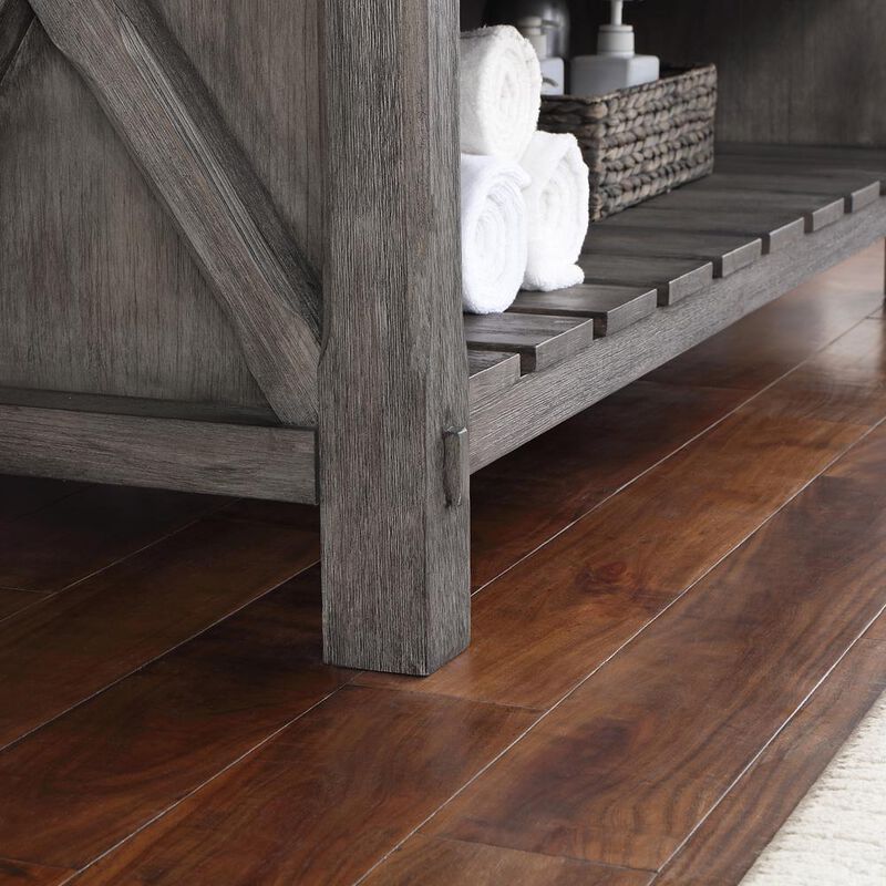 Vinnova Design Single Bath Vanity with Composite Stone Top, White Farmhouse Basin