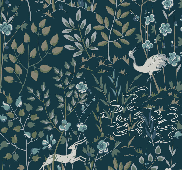 Aspen Dark Blue Wallpaper