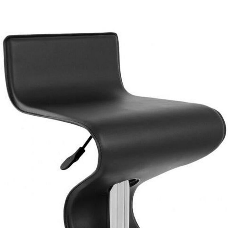 Cruze 22-30 Inch Adjustable Swivel Counter Height Stool, Wave Curves, Black - Benzara