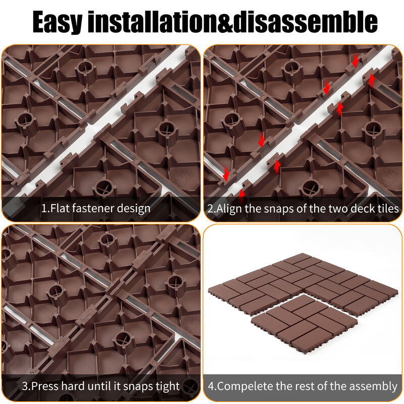 44 Pcs Plastic Interlocking Patio Deck Tiles,Outdoor Flooring, Waterproof for All-Weather Use image number 3