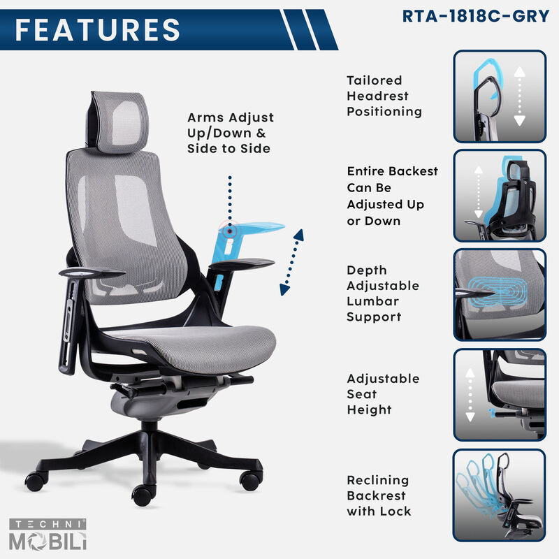 Streamdale Lux Ergonomic Executive Chair, Grey image number 2