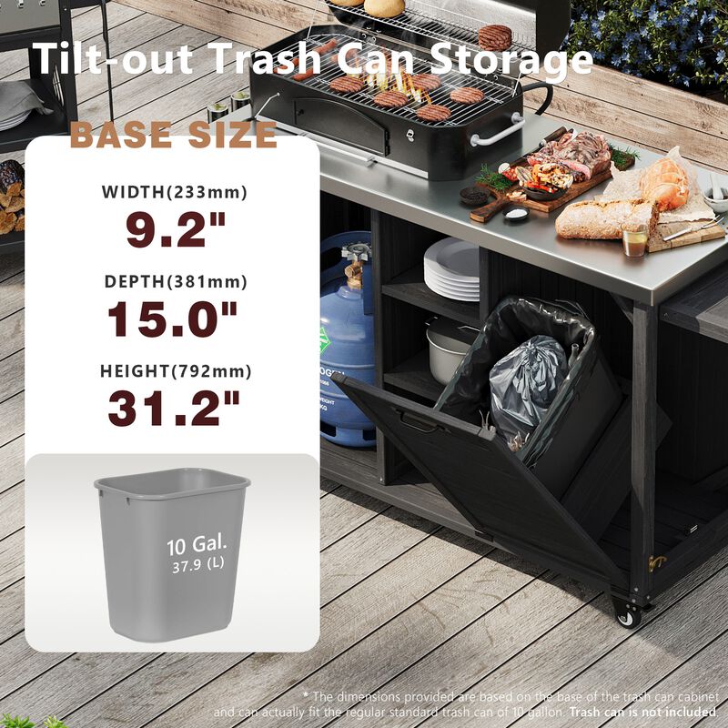 78.3" Outdoor Grill Island with Foldable Side Table image number 4