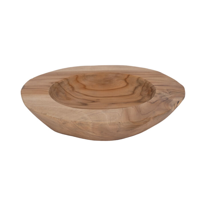 Wood, 16" Teak Organic Bowl, Natural