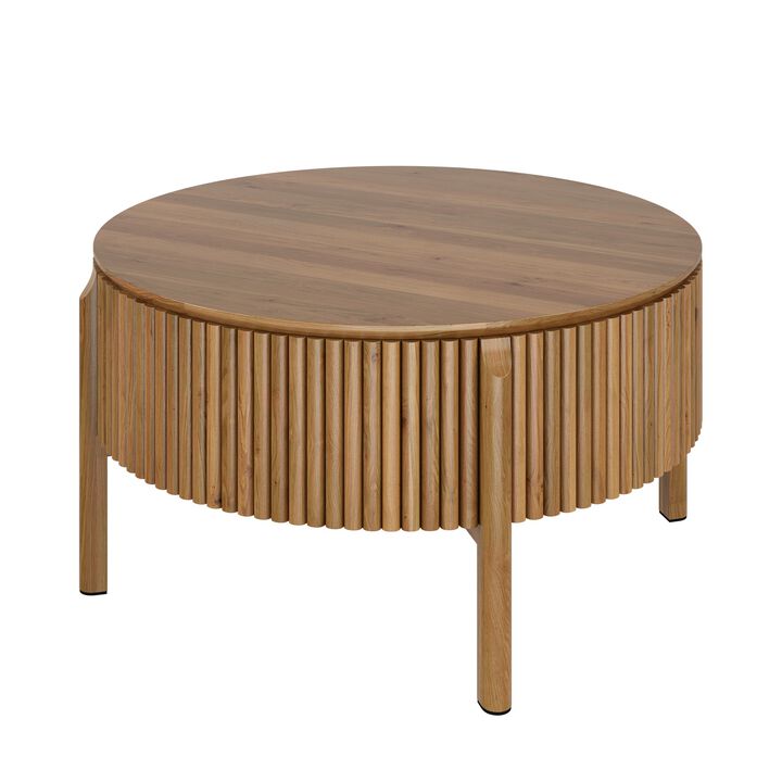 Whisen 30.3" Round Lift Top Coffee Table, Solid Wood Hidden Storage Modern Farmhouse Center Table for Living Room