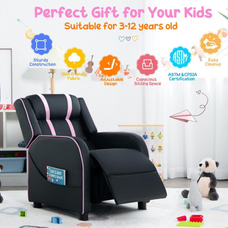 Hivvago Kids Recliner Chair with Side Pockets and Footrest